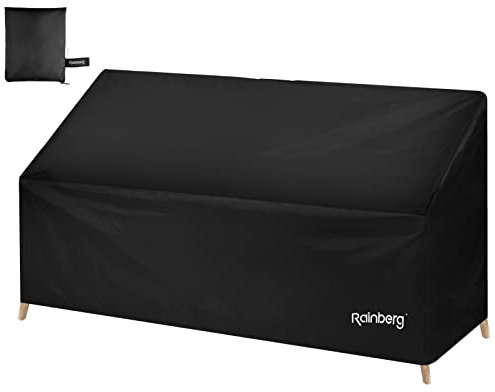 Rainberg Garden Bench Cover with Air Vent, Waterproof, Windproof, Anti-UV, Heavy Duty Rip Proof 420D Oxford Fabric Outdoor Patio Bench Seat Cover With Carry Bag (2 Seater)