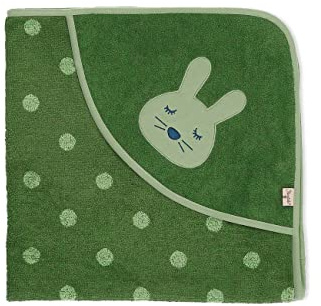 Sterntaler Baby Unisex Badetuch Baby GOTS Kinni - Badeponcho Baby, Kapuzenhandtuch, Badehandtuch Kinder mit Hasenmotiv - Bio - 80x80 cm - dunkelgrün