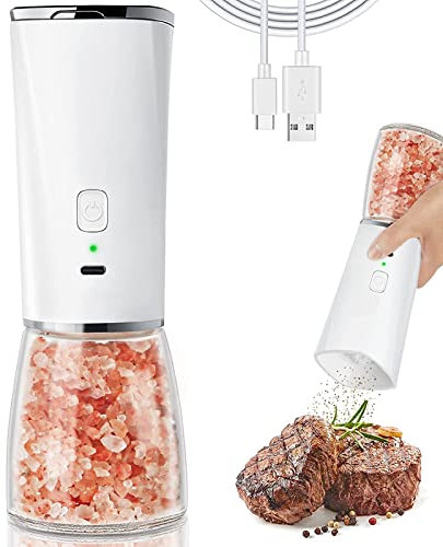 LTLWSH Macina Pepe Sale Elettrico Ricaricabile, Macinapepe Elettrico Salt And Pepper Grinder Set Macinino Sale Elettrico Professionale Spezie Grinder Trita Peperoncino USB Ricaricabile,1pc