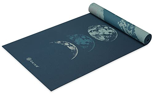 Gaiam Yoga Mat Premium Print Reversible Extra Thick Non Slip Exercise & Fitness Mat for All Types of Yoga, Pilates & Floor Workouts, Lunar Wave, 6mm
