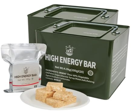 Original Energiekekse, Notfallration, 40 × 200g im Metallbehälter | 20 Jahre haltbar, 36800 kcal Gesamtenergie. 2×20 Einzelportionen im stabilen Metallbehälter für Langzeitvorrat