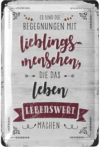 LANOLU Retro Blechschild Lieblingsmensch Geschenk - Sprüche Schilder Freundschaft Geschenke - Shabby Chic Deko Garten - Vintage Deko aus Metall, 20x30cm