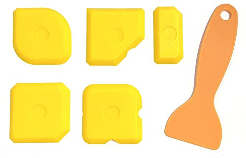 Set di 6 raschietti, sigillante siliconico giallo liscio, levigatrice per giunti, bordatrice per applicatore di contorno, kit raschietto per cucina