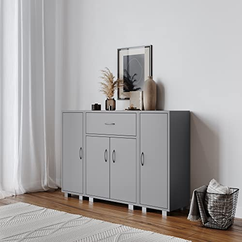 URBNLIVING Wooden Free Standing Cabinet With Side Corner Cabinets (Grey, Freestanding Cabinet + 2 Side Corner Cabinets)