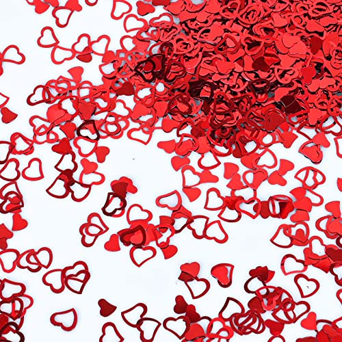 Red Heart Shape Table Confetti, 30g Metallic Foil Shiny Glitter Sequins for Birthday, Wedding, Christmas, Engagement, Valentine's, Bridal Shower Decorations