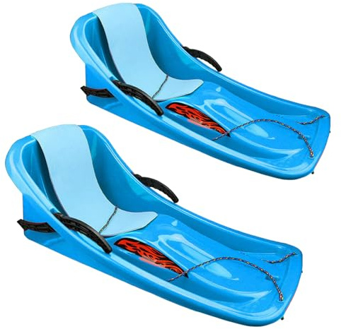 Sleds with Backrests, Winter Sledges, Two-Person Padded Sledges, Two-Handle Children's Sledges, Frost-Resistant and Wear-Resistant Sledges