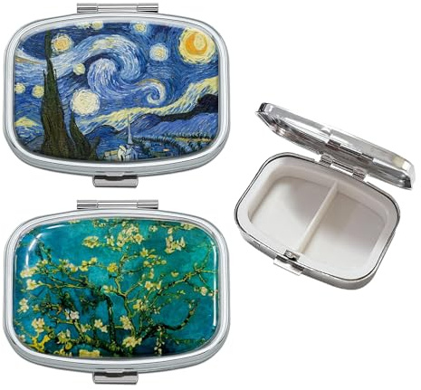 2-teilige Pillen-Aufbewahrungsbox, Medikamenten-Organizer, Mini-Pillendose, tragbare Pillendose, Metall-Pillendose, Pillendose mit 2 Fächern, quadratische Pillendose, exquisite Pillendose
