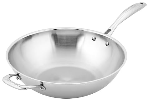 SCANPAN STS 32 cm Multifunctional Wok Pan Induction, Stainless Steel, Slanted Sides, Oven Safe
