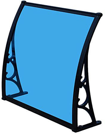 Türvordach, Terrassenmarkise, Regen- und Schneeschutz, blaue Polycarbonatplatte, Fenster-/Tür-Sonnenschutz, Unterstand für Garten, Deck, Überdachung, Balkon, komplett montiert, manuell, Hand