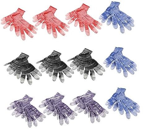 WOONEKY 12paare Atmungsaktive Handschuhe Aus Nylon Für Gartenarbeit Und Reinigung Rutschfeste Arbeitsschutzhandschuhe Unisex Für Innen Und Außenarbeiten