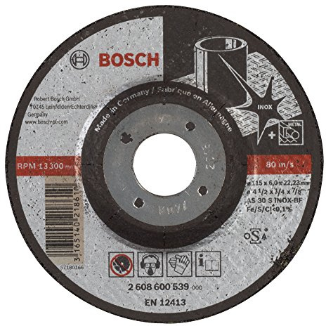 Bosch Professional 1x Schruppscheibe Gekröpft Expert for Inox (Rostfreier Stahl, AS 30 S INOX BF, Ø 115 mm, 6.0 mm, Zubehör Winkelschleifer) (Packung mit 10)