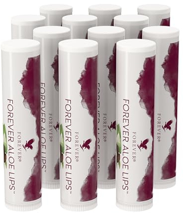 Forever Aloe Lips, hochwertiger Lippenpflegestift mit Aloe Vera, Jojobaöl und Bienenwachs für trockene und rissige Lippen, Dermatest zertifiziert, glutenfrei (12 x 4,25 g) - 100% effective