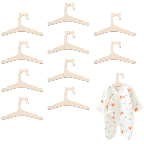 10 Pcs Wooden Baby Hangers Set, Cute Animal Shaped Children Wooden Hangers, Hook Hangers for Kids for Clothes, Pants, Jackets,Dresses, Blouses