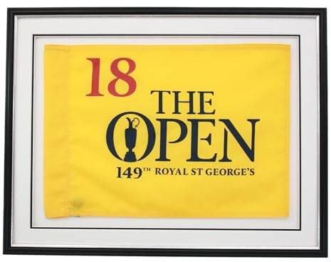 Traditional Style Flag Display Frame. Frame size: 45.5x60cm. Perfect for Golf Flags. | The Open | The Masters | Empty Frame to display your flag. (Black-Silver Trim + Double Mount)