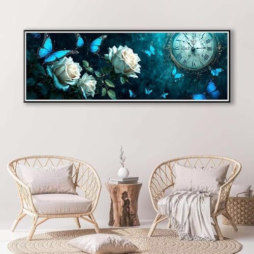 5D Diamond Painting Flor Pintura Diamante para Adultos, Mariposa Diamond Painting Kit Completo, DIY Redondo Cristal Puzzle Diamantes Painting para Decoración de Pared del Hogar 80 x 240 cm P-382