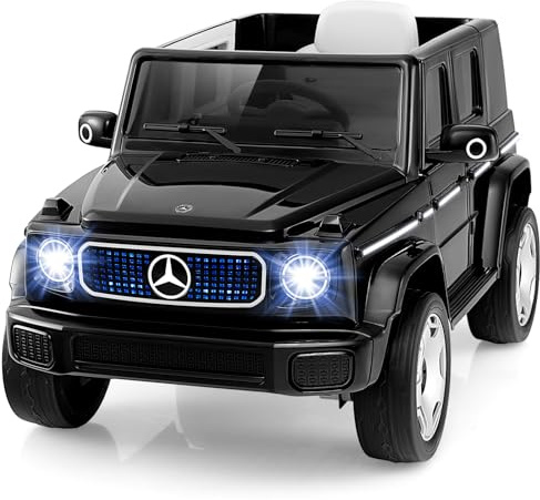 COSTWAY Benz Auto Cavalcabile per Bambini, Veicolo Elettrico 4WD con Telecomando Luci Musica e Clacson, Sospensione a Molla, 3-5 KM/H, per 37-96 Mesi (Nero)