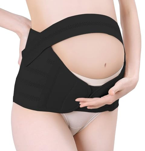 TTPSRY Moderskap Graviditet 3 i 1 graviditet magstödband andas graviditet justerbart stödbälte för midja rygg mage pre- och postpartum band(svart/XL)