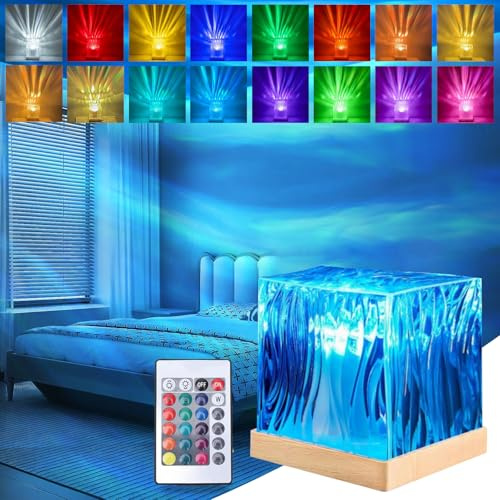 DAZZTIME LED Kristall Tischlampe,Acryl Diamant Nachttischlampe, LED Sternenhimmel Projektor, Aurora Lampe,LED Tischlampe aus Kristal,Wave Lamp,für Schlafzimmer, Wohnzimmer,Dekoration,16 Farben Typ B