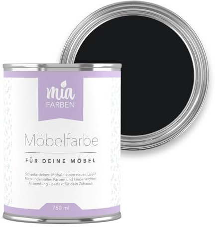 miafarben Möbelfarbe für Holz 750ml, Kreidefarbe, Möbellack ohne schleifen, Kreidelack (Tiefes Nachtschwarz)