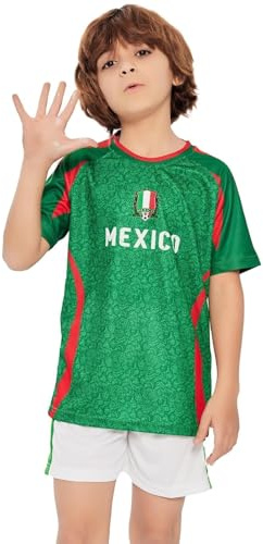 Bolognifi Maglia da Calcio for Bambini Coppa Europa/America T-Shirt Ragazzi Ragazze Sport Calcio Mezze Maniche Pantaloncini Set(Mexico,13-14A)