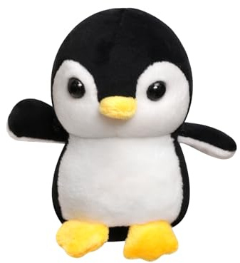 ANBOOR 11cm Stofftier Pinguin Plüschspielzeug mit Schlüsselanhänger – Weiches Kuscheltier als Partygeschenk, Klassenzimmer-Belohnung, Goodie-Bag-Füller & tierisches Geschenk für Kinder (Schwarz)
