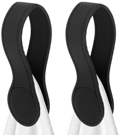 Guniata 2 Stück Magnetische Handtuchclips,Handtuchhalter Leder | Leicht Zugänglicher Handtuchaufhänger,für Küchen und Badezimmerzubehör schwarz