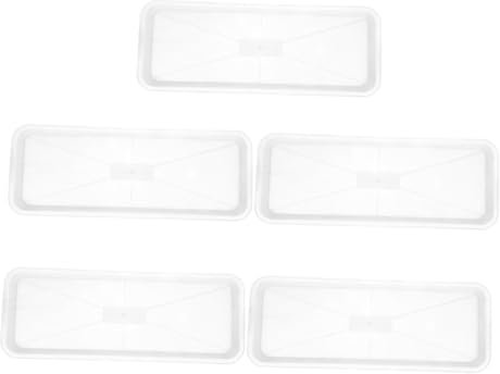 Toyvian Vassoio Rettangolare per Piante in Plastica Pp Bianco, Set da 5 Pezzi Superficie Liscia e Protezione Contro Le Perdite, per Uso in Giardino