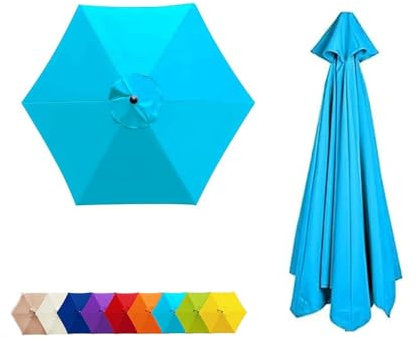 GFYHTN Toile De Rechange pour Parasol Deporté 6 Baleines/8 Baleines, 2.0M-3.5M Ronde Auvent De Parasol, Anti-UV Tissu De Remplacement d'extérieur(Lake Blue,350cm/11.5ft-8ribs)