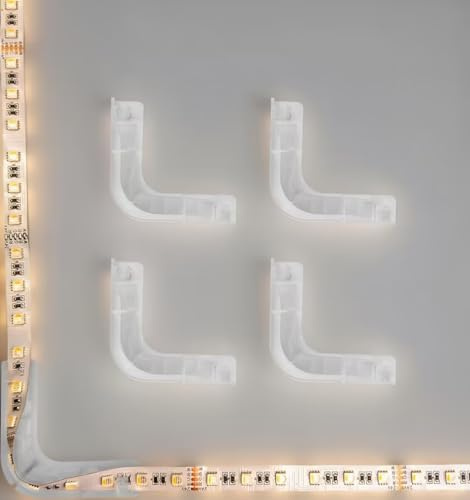 BOXPUT LED-Ecklichtstreifenverbinder RGB LED Strip Lichtverbinder Kit – TV-Streifen-Eckhalterungen für nahtlose Verbindung von 8–12 mm LED-Streifen (weiß)