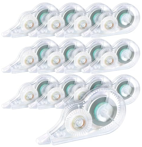 Lanjue 12 Stück Korrekturroller Maus, 5 mm x 12 m Korrekturmaus Set Korrekturband mit Schutzkappe Korrekturbänder Schreibwaren für Schule Büro Studenten Lehrer (Transparent)