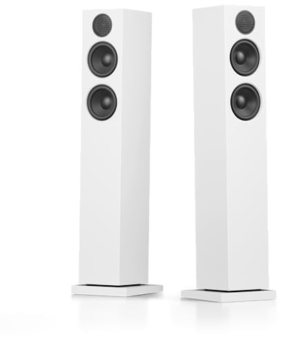 Audio Pro A38 W Active Stereo Multiroom Speakers, 2×75 W Class-D, TV ARC, Optical & RCA, AirPlay 2, Google Cast, 832×190×210 mm (Pair) (White)