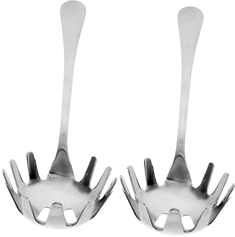 Toyvian 2 pezzi Cucchiaio Spaghetti in Acciaio Inossidabile Bordi Seghettati Cucchiaio Multiuso per Pasta Noodles Uova e Ravioli Manico Ergonomico Antiscivolo per Cucina