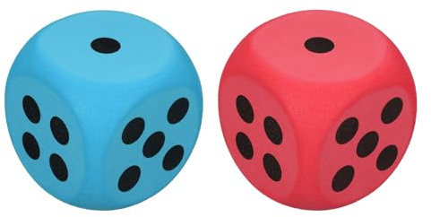 QUARKZMAN 2 Dadi In Schiuma, 3.8cm/1.5inch EVA 6 Facce Dado Palla Antistress blocco Comprimibili Per Giochi Da Tavolo Ridurre Stress Ansia (Rosso, Blu)