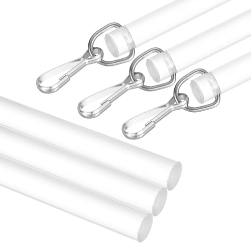 QUARKZMAN Varilla Para Persianas De 60cm De Reemplazo Transparentee 3Pcs | Varilla Inclinable Combinable Para Persianas Con Gancho, Varilla Para Persianas Verticales Para Accesorio Abridor
