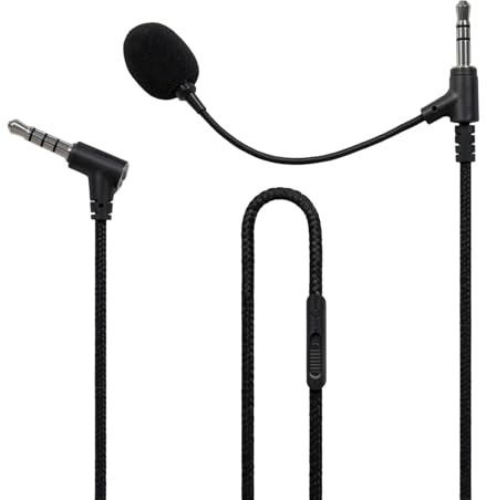 Cable Boom Microphone Volume Control with 3.5mm Jack for Playstation PS4 or Xbox One Controller PC Laptop Tablet Smartphone Gaming Mic Headphone Braided Cable 150cm