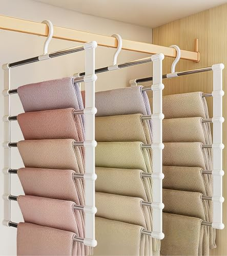 Hosenbügel 3er Set, Faltbare Platzsparend Mehrfach-Kleiderbügel, Spart Platz, Zum Aufhängen von Hosen, Jeans, Schals, Röcke, Handtücher, Bettlaken, Krawatten, Gürtel, Kleiderschrank Organizer