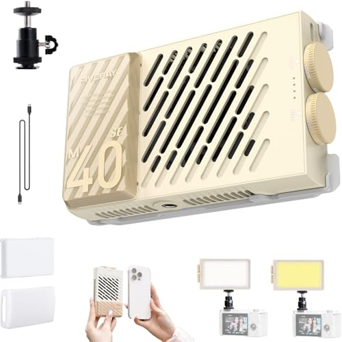 ZHIYUN FIVERAY M40 SE Combo 40W Bi-Color Video Light, 250g Portable Camera Light 17100 Lux 2700K-8500K CRI 95 TLCI 97+ LED Panel DSLR Photography Lighting for YouTube, TikTok