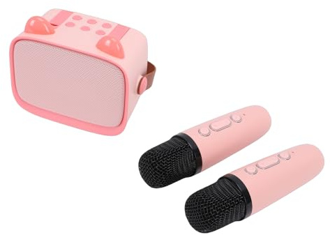 GEERYZHE Mini Macchina per Karaoke con 2 Microfoni Wireless - Altoparlante Portatile per Bambini Ragazzi Ragazze, Apprendimento Precoce, Viaggi all'aperto, Feste, Giochi, Intrattenimento, Regalo