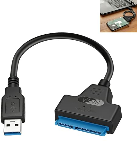 Cable SATA a USB 3.0, Adaptador SATA USB Tipo-C 2 en 1 para Disco Duro y SSD 2,5 3,5, 5 Gbps Compatible con Windows Mac Linux, Clonación, Backup y Transferencia Datos para Ordenadores y Servidores NAS