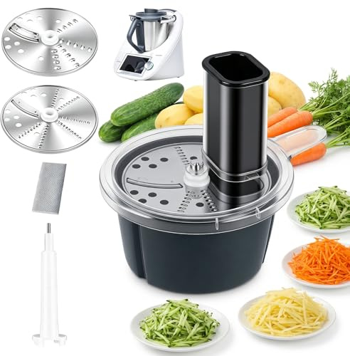 Gemüseschneider Elektrisch für Thermomix TM5 TM6, Multifunktionaler Gemüseschneider,Spiralschneider aus Edelstahl und ABS,Küchenzubehör Gemüsehobel für Zucchini Gurken Zwiebeln Kartoffeln Früchte Obst