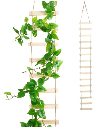 Neptuiby Scaletta per Piante Alta 6 Piedi Traliccio in Legno Naturale a 15 Pioli per Piante Rampicanti Scaletta per Traliccio per Interni Esterni Supporto Antiruggine per Pothos Edera Filodendro
