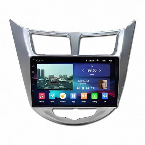 Trådlös Apple Carplay Android Auto-Skärm för Hyundai Accent Verna Solaris 2011-2019 Backkamera, Spegellänk, Bluetooth, Röststyrning, Gps-Navigering, Aux, Röstassistent, 8 Kärna 6G+128G