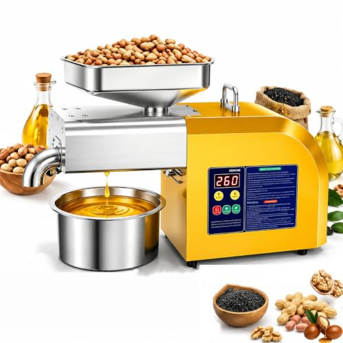 Automatic Oil Press Machine 1100W, Organic Oil Press with 4-9KG/h, Cold & Hot Press, Automatic Oil Extractor for Seed, Nut, Peanut, Sesame, Sunflower, Walnut