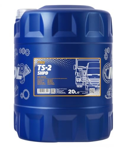 MANNOL 7102 TS-2 SHPD 20W-50 Motoröl Diesel, mineralisch, LKW, 20L | Erfüllt API CH-4/SL, ACEA E7 A3/B4 und MAN M 3275-1, für Nutzfahrzeuge, Bau- und Landwirtschaftsmaschinen, Verschleißschutz