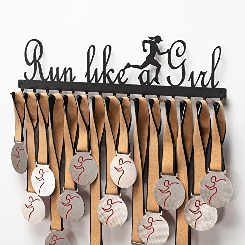 Läuferin Medaillenhaken - Marathon Medaillen Display - Running Like a Girl (Black) Medaillenhaken - Running Medal Display Holder