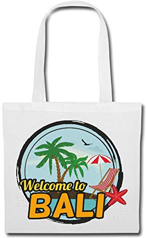 Tasche Umhängetasche WELCOME TO BALI - SURFEN - TAUCHEN - DIVING - TAUCHERPARADIES Einkaufstasche Schulbeutel Turnbeutel in Weiß