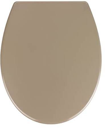 WENKO Abattant WC Modèle Samos Taupe | Abattant WC antibactérien en Duroplast avec frein de chute Easy Close | Dimensions 37,5 x 44,5 cm | Couleur taupe fixation en acier inoxydable mat