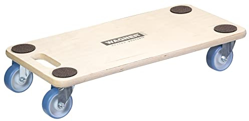 WAGNER Transportroller Transporthilfe 1128 I Schichtholz I 59 x 29 x 11 cm, Tragkraft 200 kg I Möbelroller für Umzug I Schwerlastrollbrett mit Softrollen I Tragegriff I Antirutsch I FSC® I Made in DE