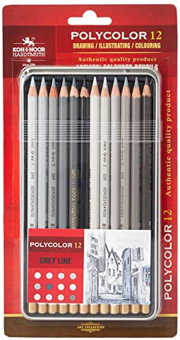 KOH-I-NOOR Polycolor grå linje konstnärens färgpennor (set med 12)