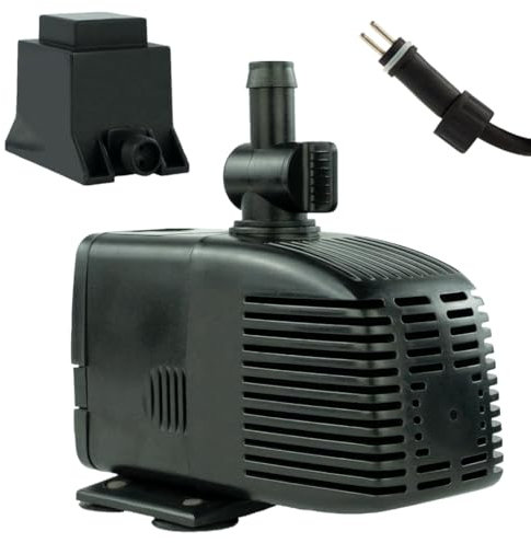 Wasserpumpe 12 V – 1000 L/H, 17 Watt, 7m Kabel, 170 cm Förderhöhe, Teichpumpe, Aquariumpumpe, Wasserspielpumpe und Zimmerbrunnen-Pumpe | Brunnenpumpe | Tauchpumpe | Springbrunnen-Pumpe | KEP1000L